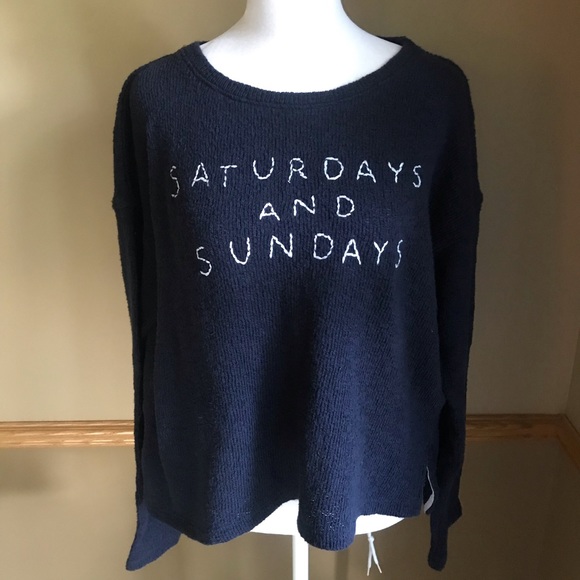 Sundry | Sweaters | Sundry Saturday And Sunday Stitch Sweater Navy White  Size 2 Medium | Poshmark